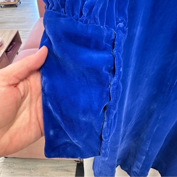 Vintage blue velvet romantic maxi dress - Picture 11 of 14